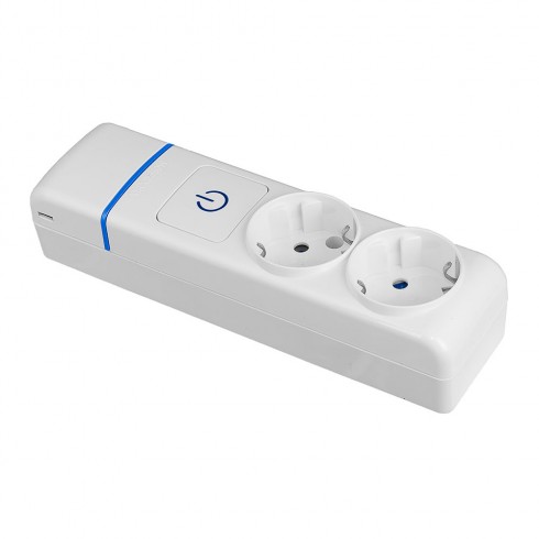 Base múltiple de 2 tomas 2p+t, 16a 250v con interruptor luminoso. 8002pil solera