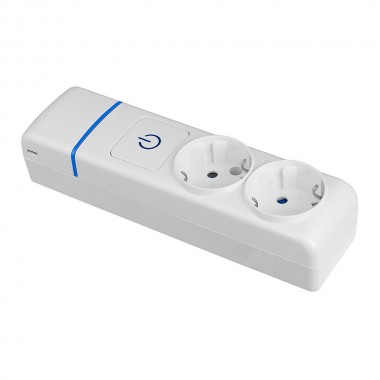 Base múltiple de 2 tomas 2p+t, 16a 250v con interruptor luminoso. 8002pil solera