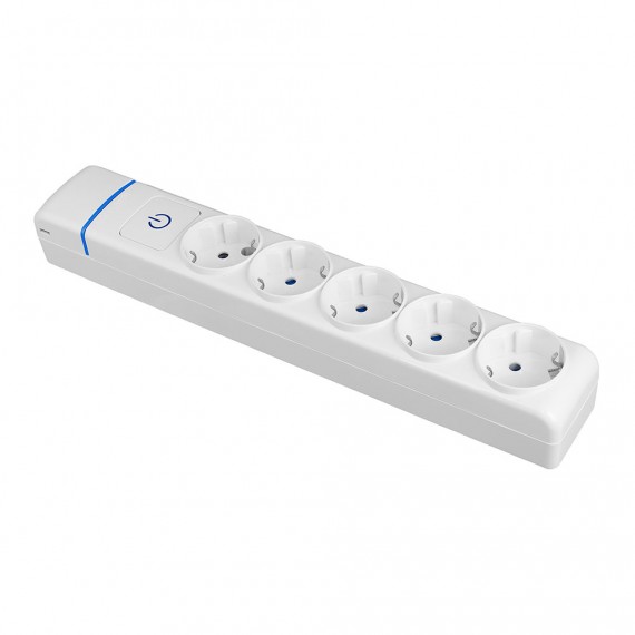 Base múltiple de 5 tomas 2p+t, 16a 250v. con interruptor luminoso. 8005pil solera