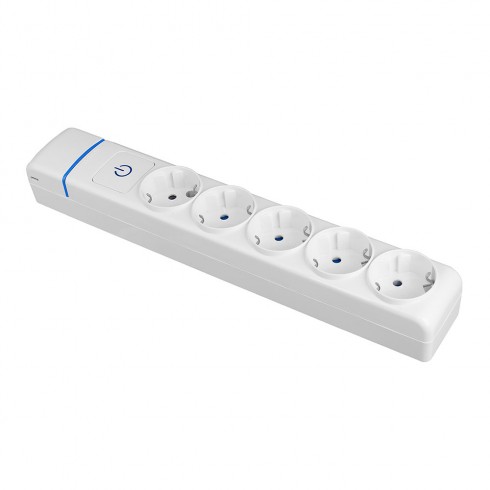 Base múltiple de 5 tomas 2p+t, 16a 250v. con interruptor luminoso. 8005pil solera