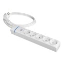 Prolongador con 5 tomas 2p+t, 16a 250v con interruptor luminoso. 1.5 m de cable h05vv-f 3g1,5mm². 8015pil solera