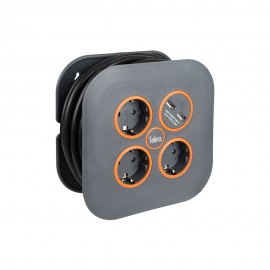 Enrollacables 05 m 3 g 1,50 mm² 3 tomas 2p+t y 2 usb