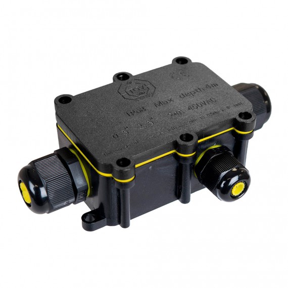 Caja de empalmes aerea para exterior estanca con 3 prensaestopas ip68 para exterior 8x5,2x3,7cm black series solera (retrac ...