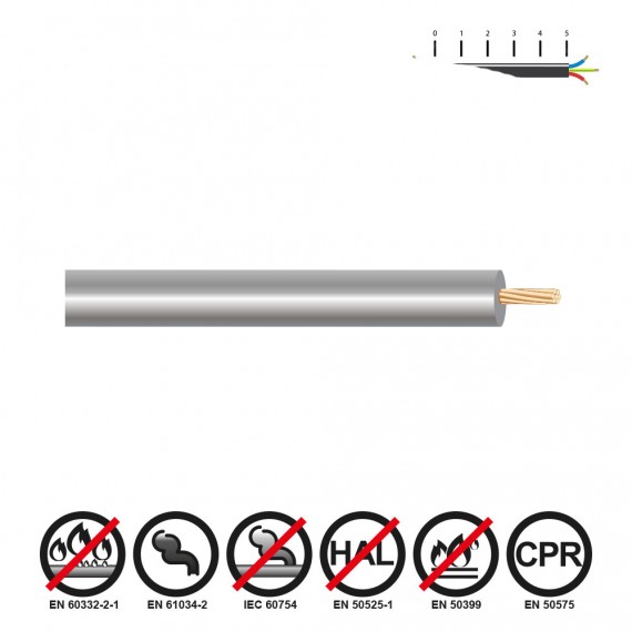 Cablecillo reforzado 6mm gris libre de halógenos euro/m
