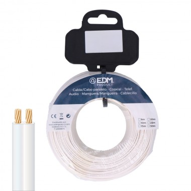 Carrete cable paralelo telefono blanco 2 vias 50m