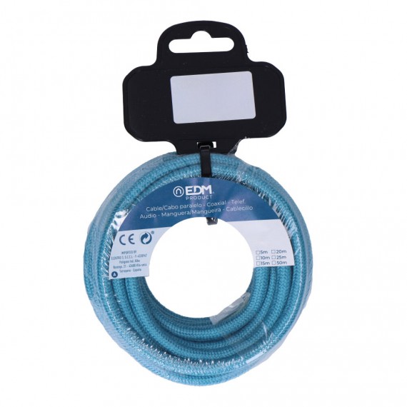 Cable cordon tubulaire 2x0,75mm c68 azul claro 5m