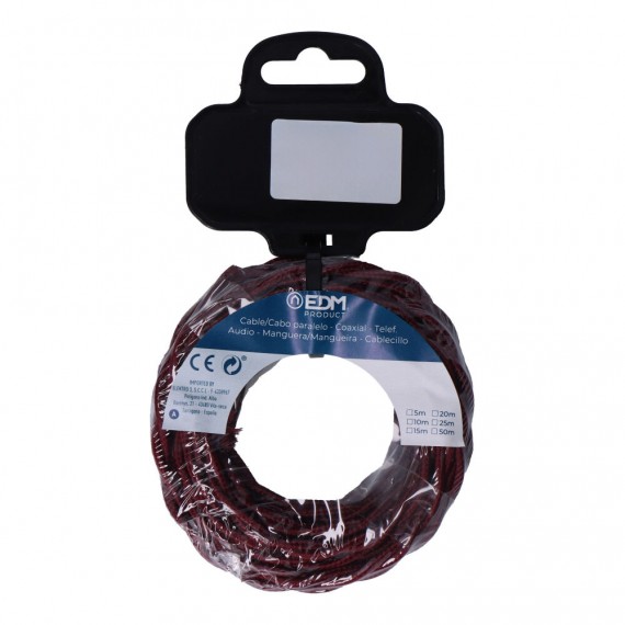 Cable textil trenzado 2x0,75mm c-08 burdeos seda 5m