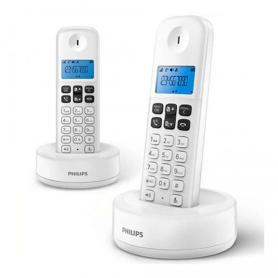Teléfono fijo inalámbrico dual d1612w/34in philips