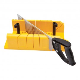 Ingletadora de plástico con sistema de bloqueo y serrucho