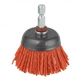 Cepillo de copa de alambre de nylon, agresivo, vástago hexagonal ø50 mm