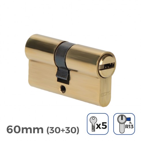 Bombin de laton 60mm (30+30mm) leva corta r13 con 5 llaves de seguridad incluidas edm