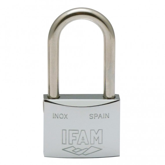 Candado inoxidable 40al 40mm con 2 llaves. arco largo. ifam
