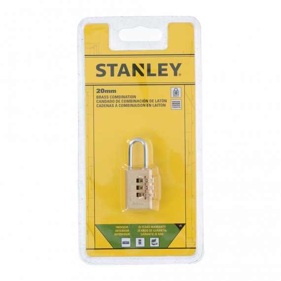 Candado de arco 20mm combinación 3 números stanley