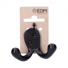 Colgador doble de forja negro 7,5 x 5 cm