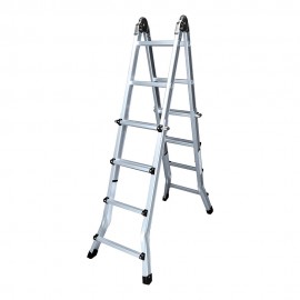 Escalera multifunción telescópica de aluminio 4 + 4 peldaños en131
