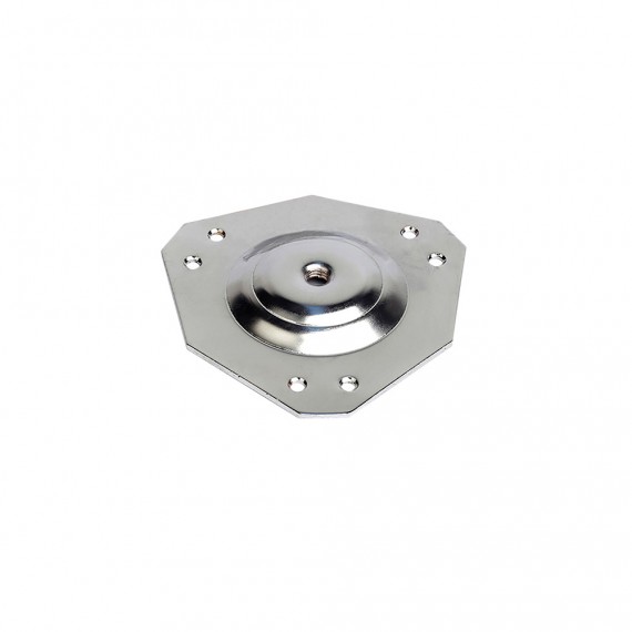 Pletina para fijación de patas de acero de acero en acabado cromo brillo mod. 410. métrica 10mm rei
