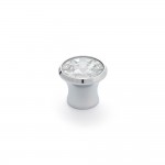 Blister con 4 pomos redondos para mueble fabricado en cristal acabado cromo brillo - transparente mod. 943 ø27mm rei