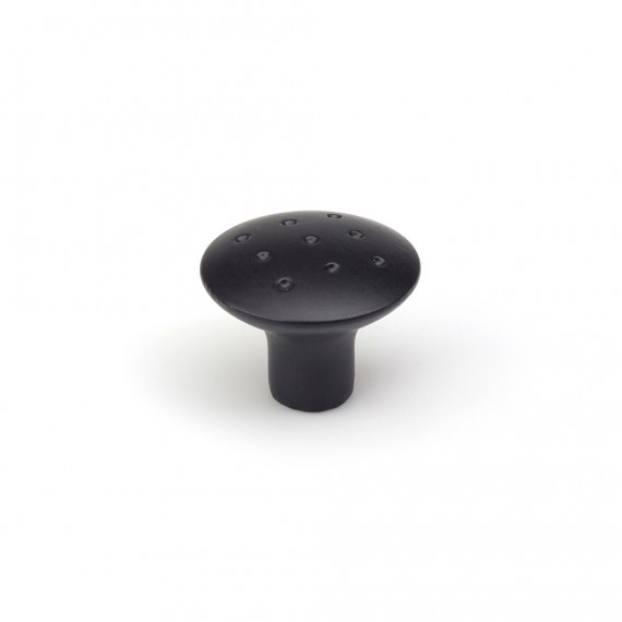 Blister con 2 pomos redondos para mueble fabricado en zamak acabado negro mate mod. e744g ø35mm rei