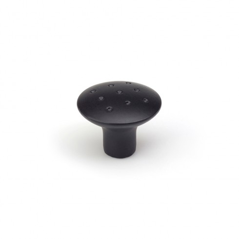 Blister con 2 pomos redondos para mueble fabricado en zamak acabado negro mate mod. e744g ø35mm rei