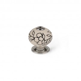 Blister con 4 pomos redondos para mueble fabricado en porcelana acabado blanco flor mod. e504 ø40mm rei
