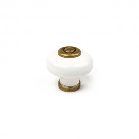 Blister con 4 pomos redondos para mueble fabricado en porcelana acabado cuero viejo mod. 824 ø31mm rei