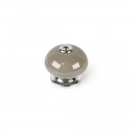 Blister con 4 pomos redondos para mueble fabricado en porcelana acabado gris mod. e517 ø40mm rei