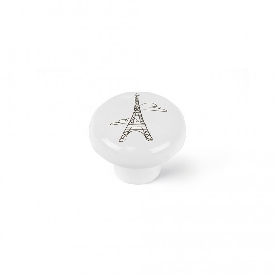 Blister con 4 pomos redondos para mueble fabricado en porcelana acabado ilustrado mod. e816 ø40mm rei