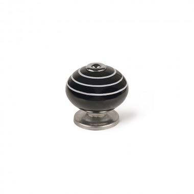 Blister con 4 pomos redondos para mueble fabricado en porcelana acabado negro - blanco mod. e503 ø40mm rei