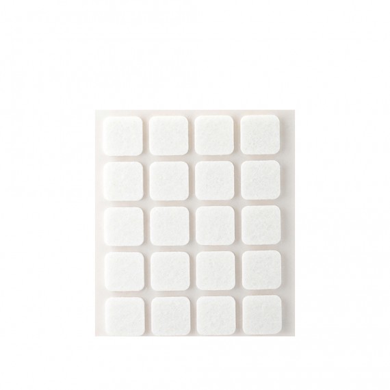 Pack 20 fieltros blancos sinteticos adhesivos 17x17mm plasfix inofix