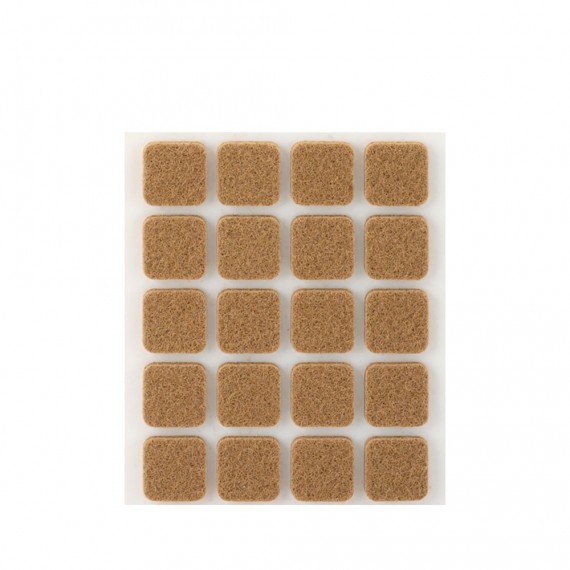 Pack 20 fieltros marron sinteticos adhesivos 17x17mm plasfix inofix