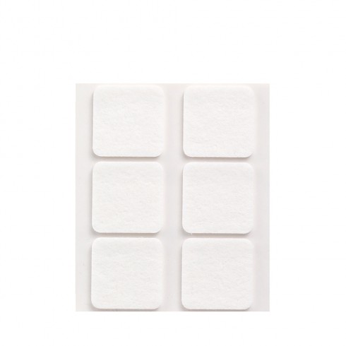 Pack 6 fieltros blanco sinteticos adhesivos 31x31mm plasfix inofix