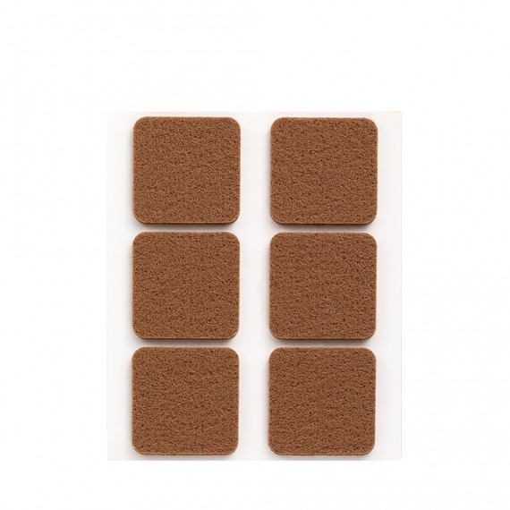 Pack 6 fieltros marron sinteticos adhesivos 31x31mm plasfix inofix