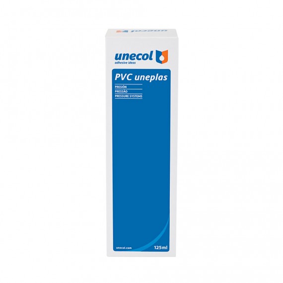 Pvc uneplas, tubo aluminio 125ml estuche + dispensador a2026 unecol