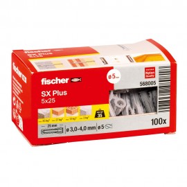 Taco sx plus ø5 x 25 mm, caja 100 uds