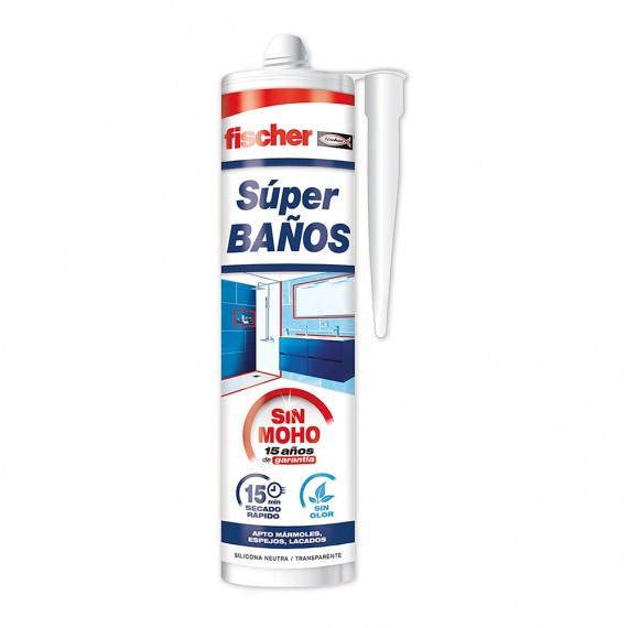 Super baños silicona translúcida antimoho sin olor 280ml 563065 fischer