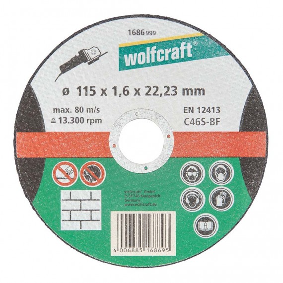 Disco de corte de precisión para piedra ø115x1,6x22,23mm. 1686999 wolfcraft