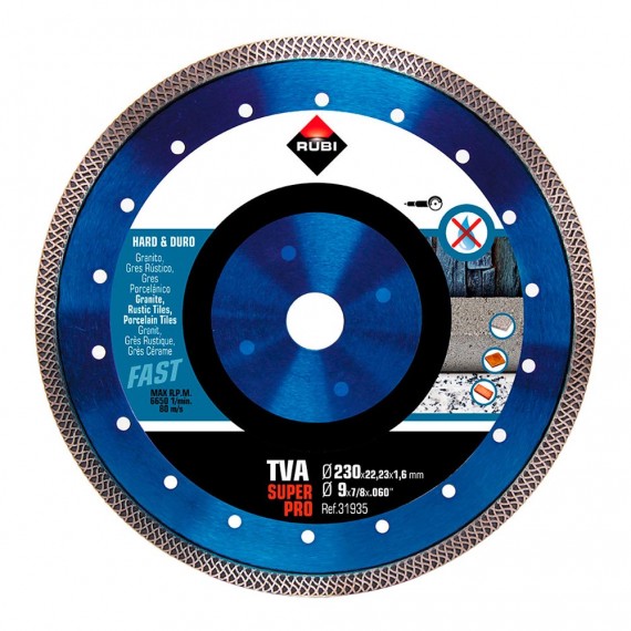 Disco de diamante tva ø230mm superpro r31935 rubi