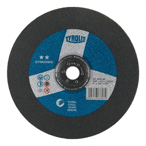 Disco de corte bombeado 230x3x22,23mm a30-s-bf tyrolit