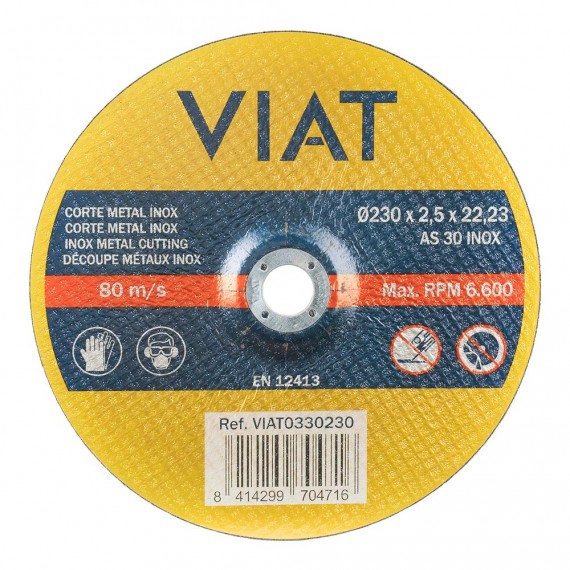 Disco abrasivo 2,5mm para inox-metal. medidas: ø230x2,5x22,23mm viat0330230 viat
