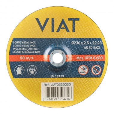Disco abrasivo 2,5mm para inox-metal. medidas: ø230x2,5x22,23mm viat0330230 viat
