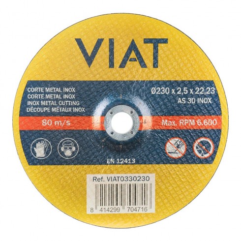 Disco abrasivo 2,5mm para inox-metal. medidas: ø230x2,5x22,23mm viat0330230 viat