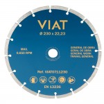 Disco de diamante segmentado general de obra para corte en seco. medidas: ø230x3x22,23mm viat0711230 viat