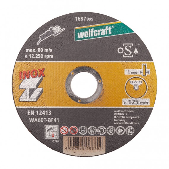 Discos de corte inox ø125 x 1.0 x 22.2mm en caja 8463000 wolfcraft
