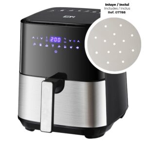 Freidora de aire con pantalla led 5 l *** promoción regalo 1 ud ref. 07788 - papel freidora de aire ø17 cm 100 uds ***