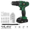 Kit taladro atornillador 14,4 v con 27 accesorios, batería 1500 mah y cargador