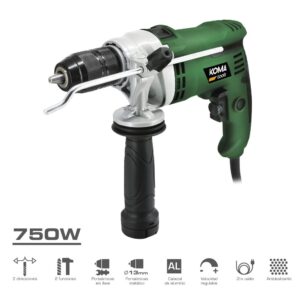 Taladro percutor 750w con cable de 2 m