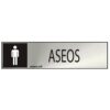 Cartel informativo "aseos" hombre (inox adhesivo 0.8mm) 5x20cm normaluz