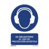 Cartel "es obligatorio el uso de proteccion acustica" (pvc 0,7mm) 30x40cm normaluz