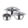 Bateria 5 piezas de acero inoxidable ind cassel: cazo ø16 cm / cacerola con tapa ø18 cm / cacerola con tapa ø20 cm