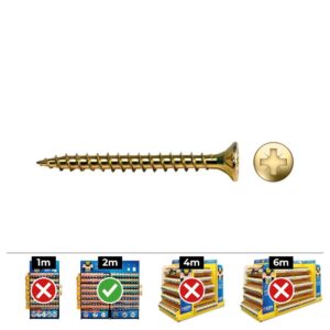 Caja 175 unidades tornillo madera avellanado pz din/ref vlox ø6 x 40 mm bicromatado+lubr.